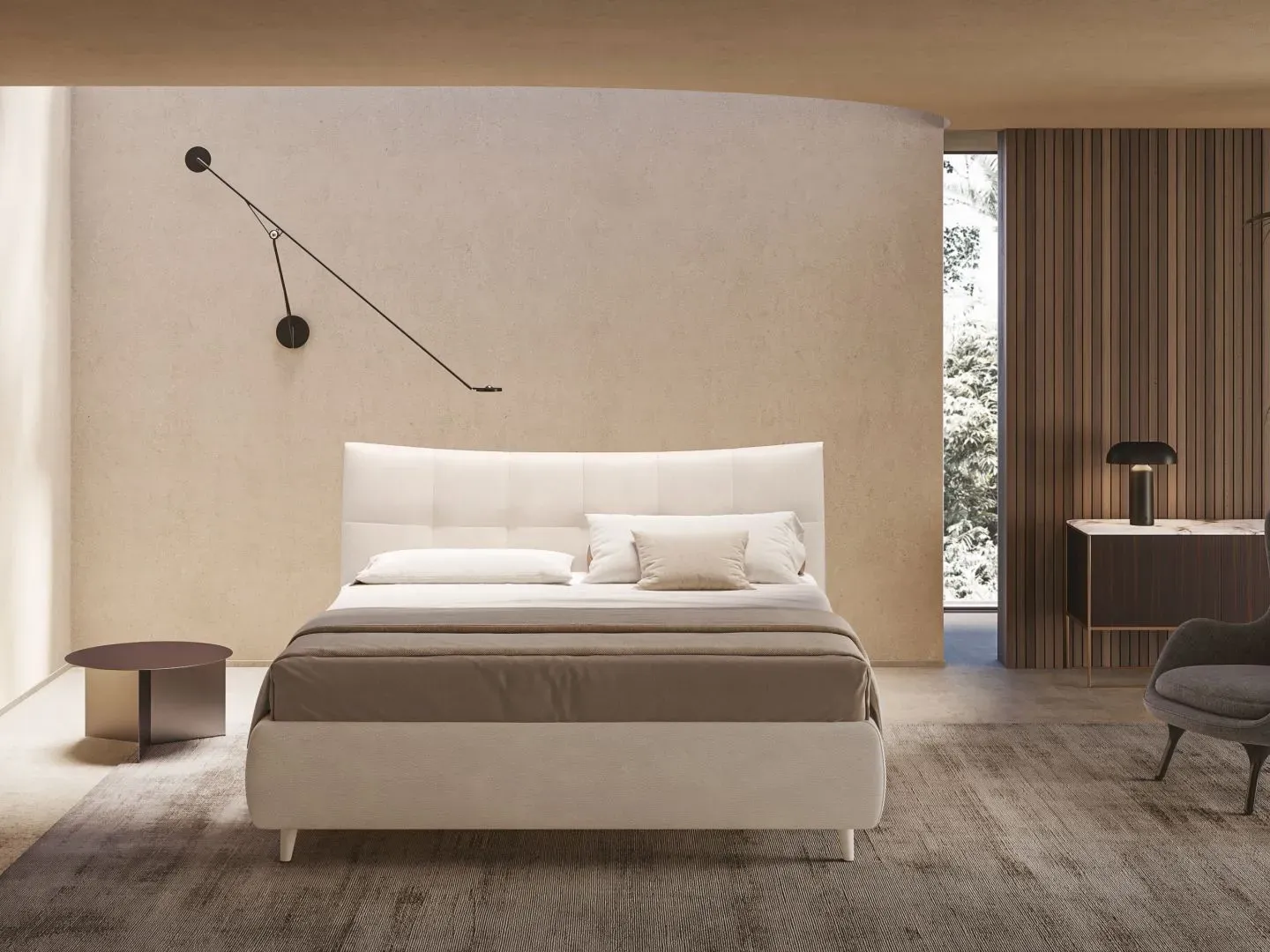 Letto Allison, letto capitonné dalla linea moderna, made in Italy