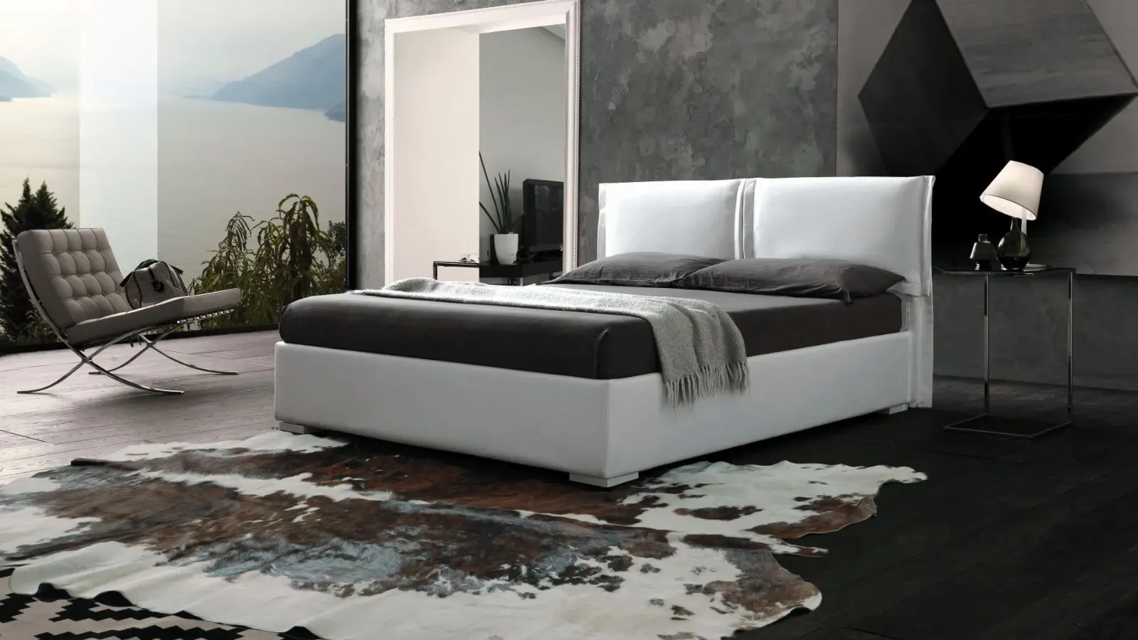 Letto Asia, letto imbottito moderno, made in Italy – foto 2