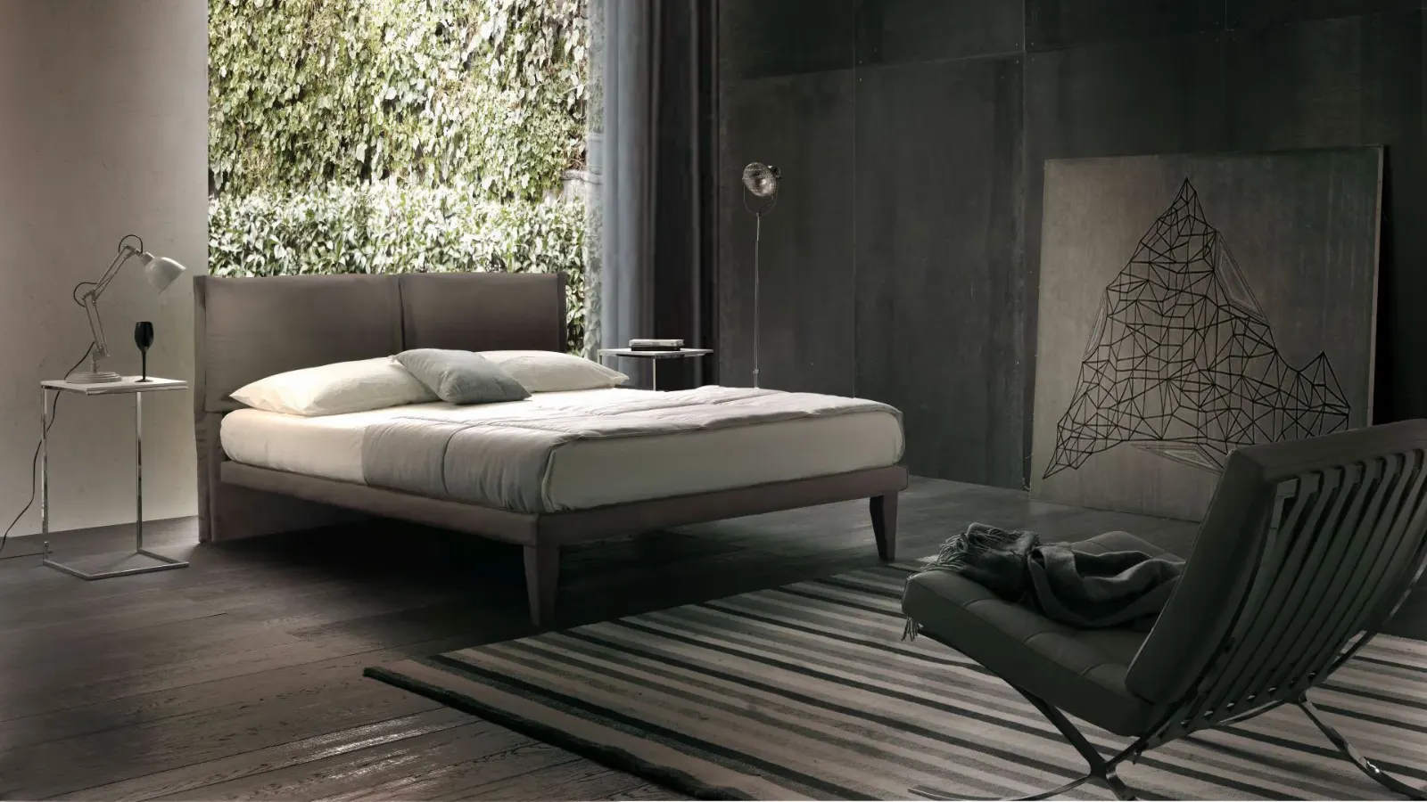 Letto Asia, letto imbottito moderno, made in Italy – foto 3