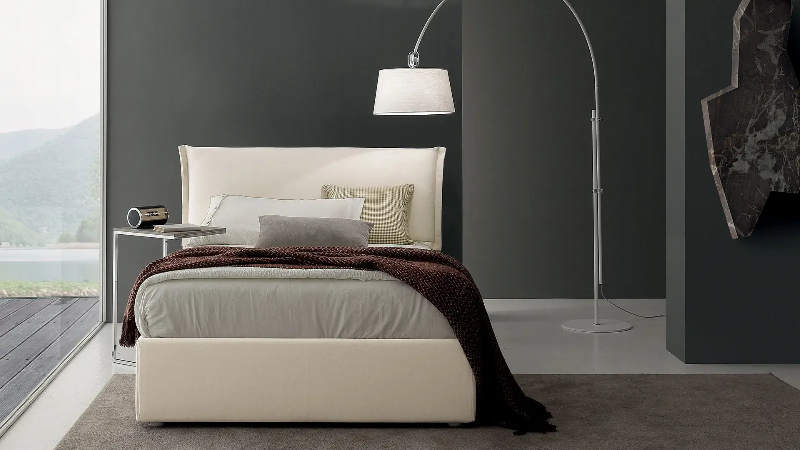 Letto Asia, letto imbottito moderno, made in Italy – foto 4