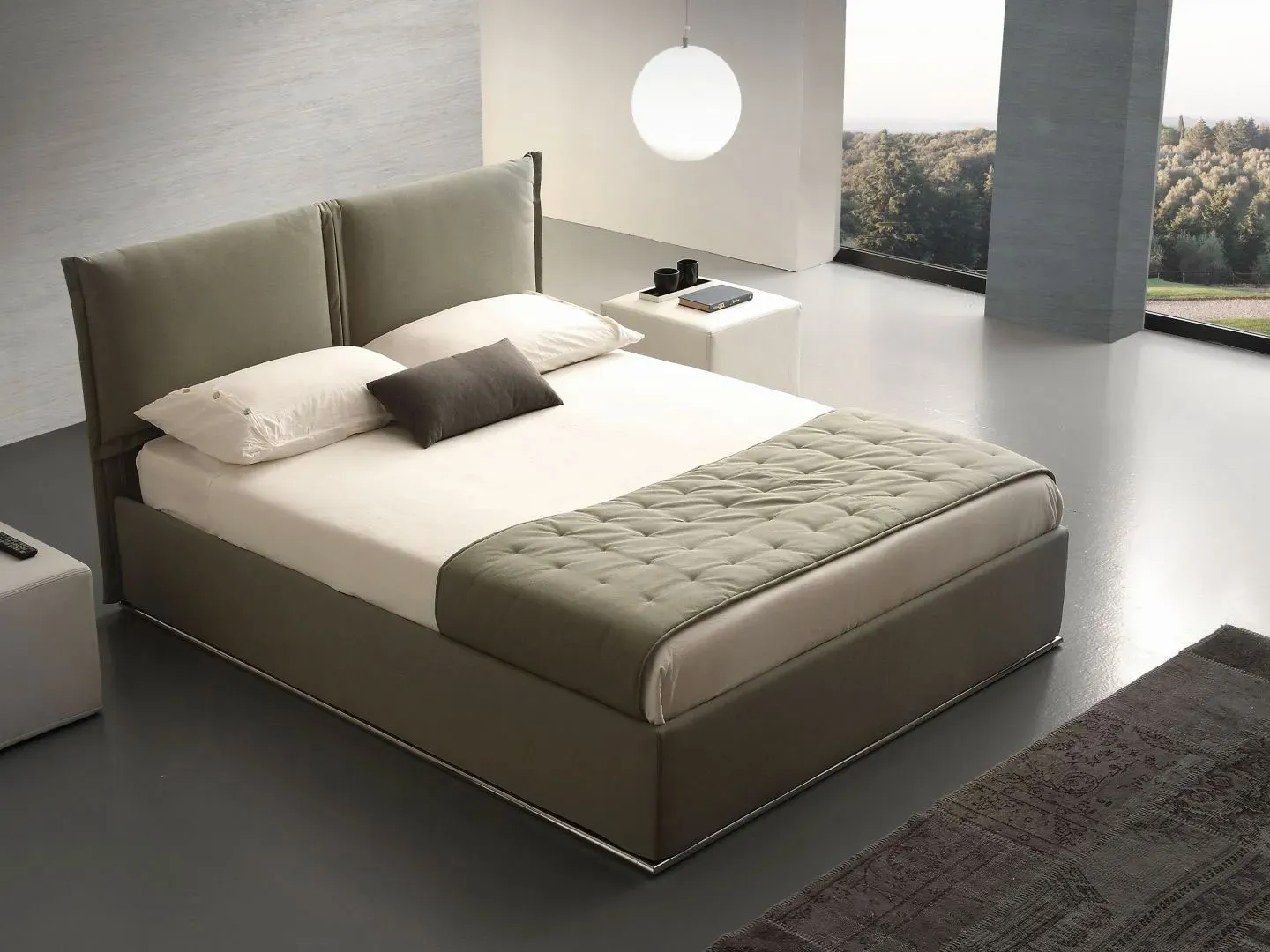 Letto Asia, letto imbottito moderno, made in Italy