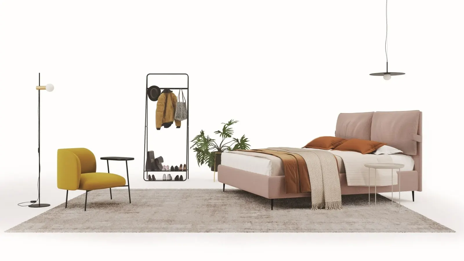 Letto Beatrice, letto imbottito con contenitore e testiera alta in quattro varianti, made in Italy – foto 4