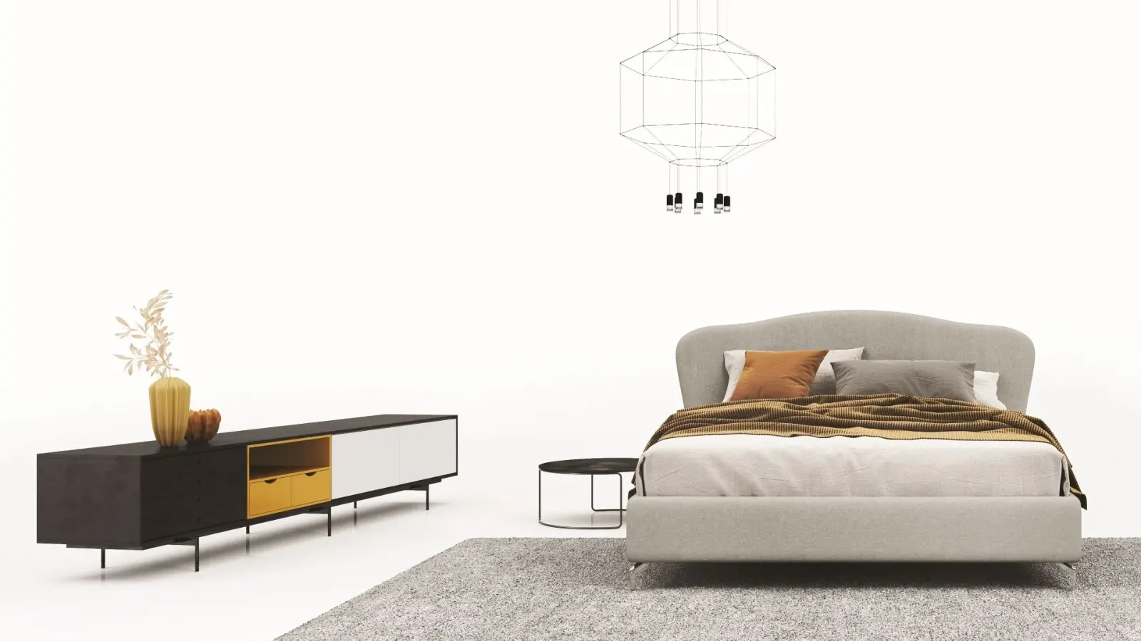 Letto Camilla, letto imbottito con testiera sagomata e box contenitore, made in Italy – foto 2