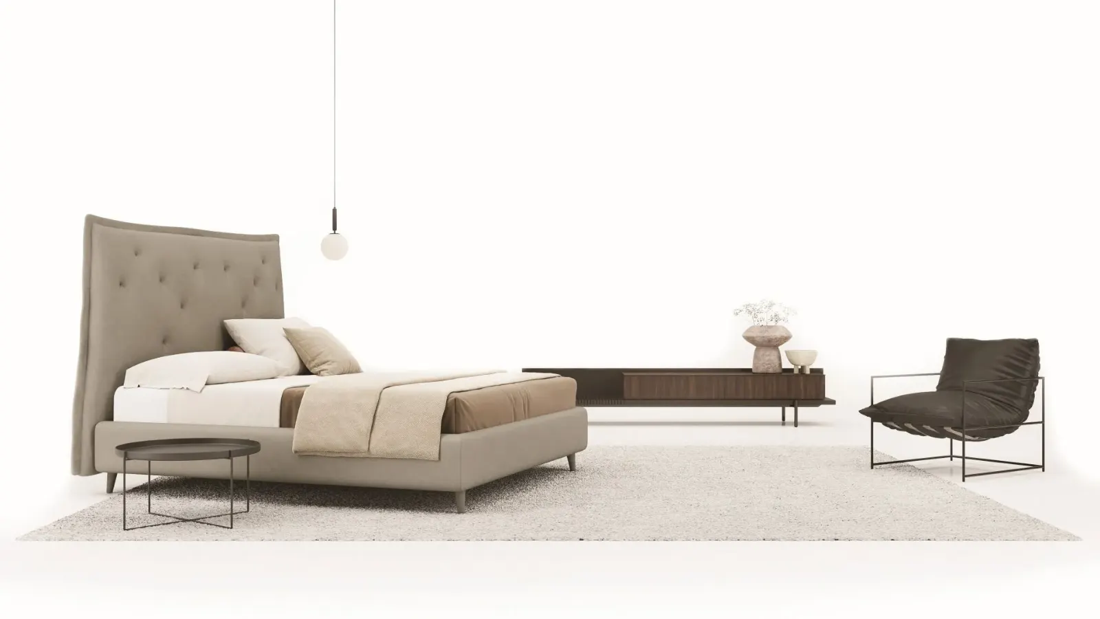 Letto Claire, letto con testiera capitonné e box contenitore, made in Italy – foto 2