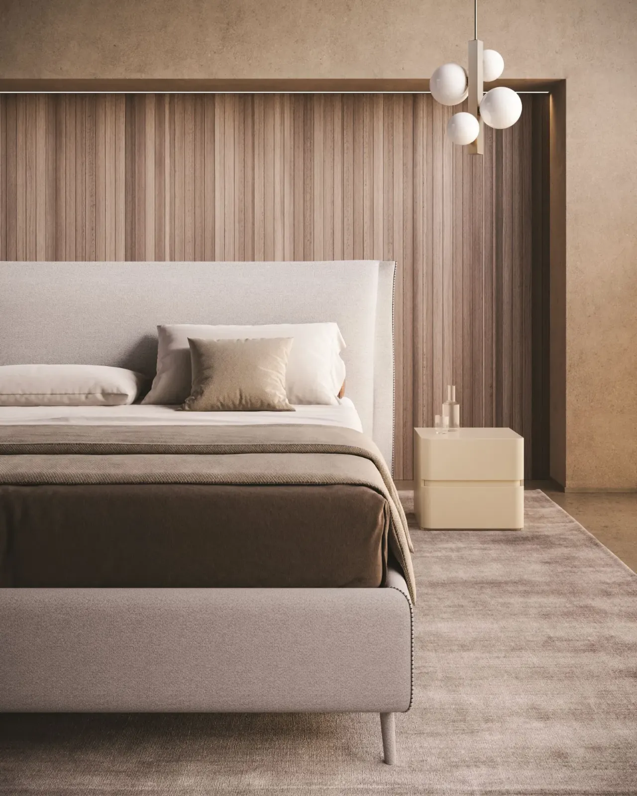 Letto Emma, letto contenitore con testiera imbottita, made in Italy – foto 3