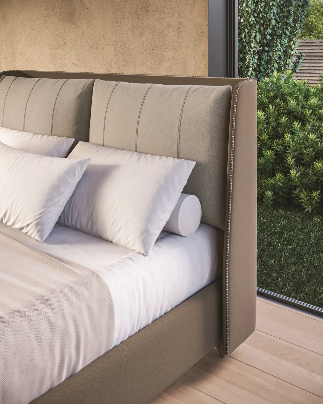 Letto Greta, letto contenitore con testiera imbottita, made in Italy – foto 3