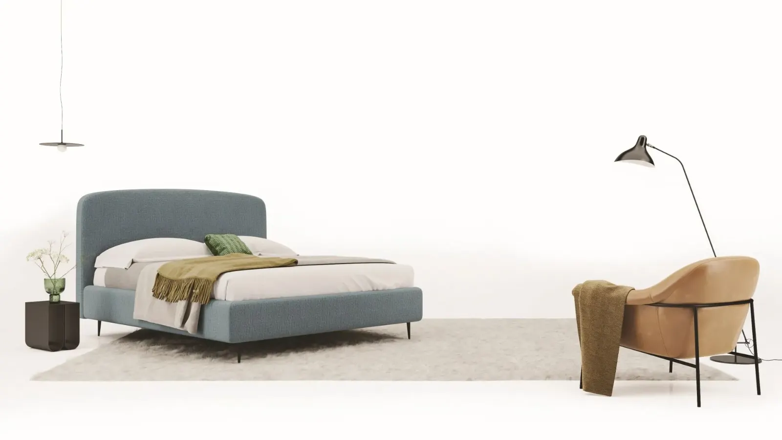 Letto Guendalina, letto imbottito moderno con box contenitore, made in Italy – foto 2