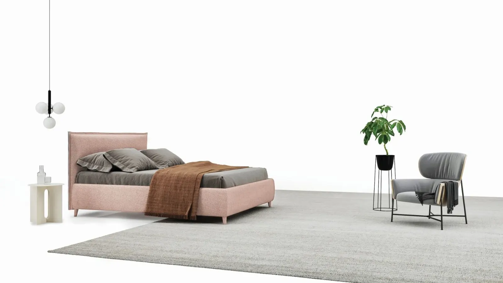 Letto Helene, letto con testiera e volant dal gusto romantico, made in Italy – foto 3