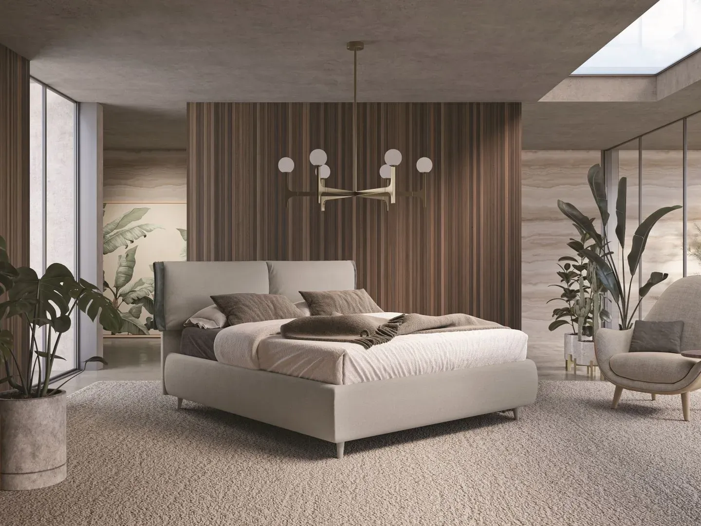 Letto Jaqueline, letto contenitore con testiera imbottita, made in Italy