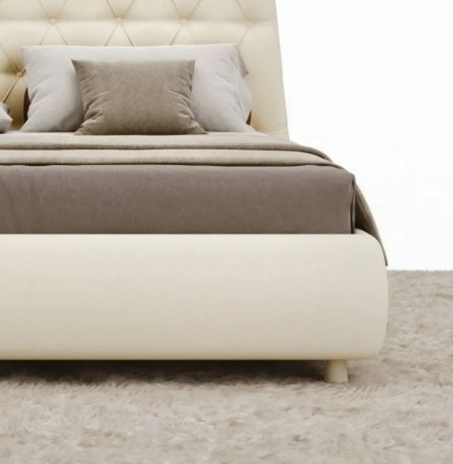 Letto Josephine, letto matrimoniale capitonné con giroletto alto o basso, made in Italy – foto 5