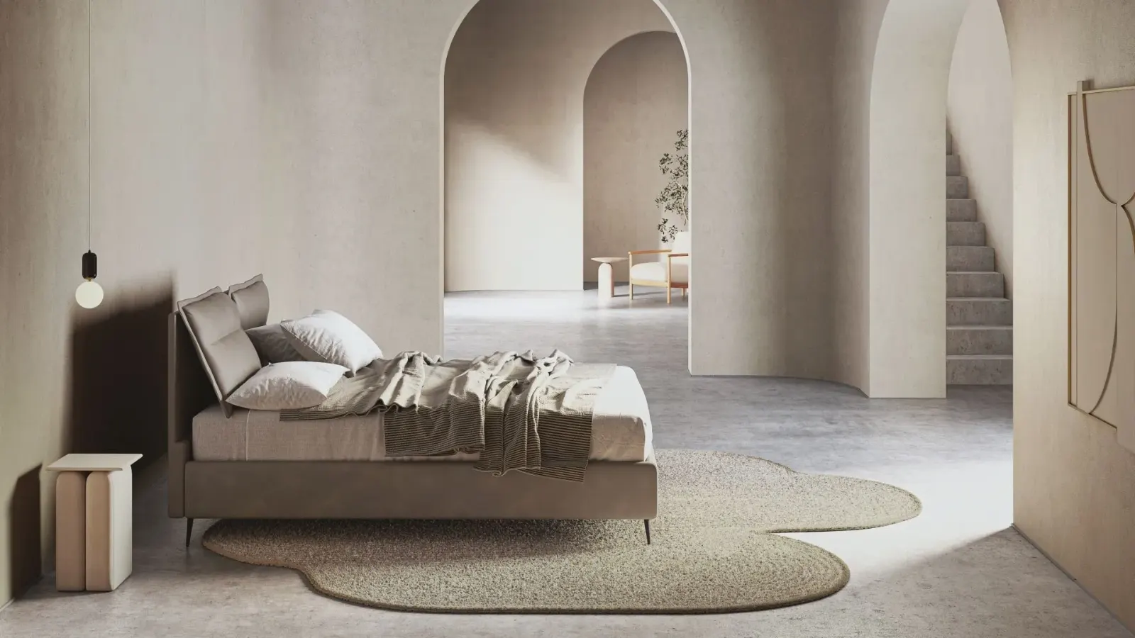 Letto Justine Line, letto imbottito in tessuto o ecopelle, anche con contenitore, made in Italy