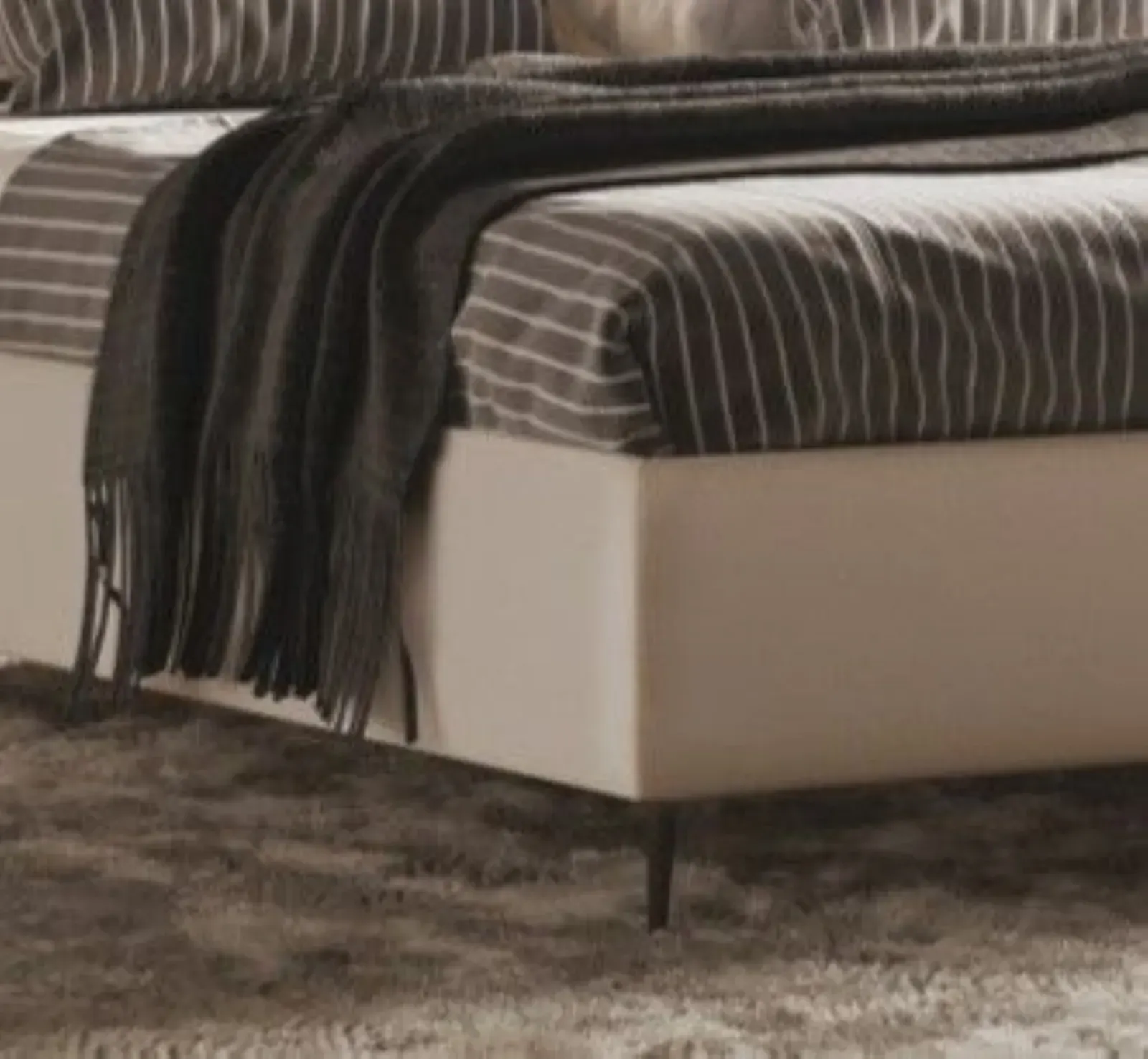 Letto Justine Line, letto imbottito in tessuto o ecopelle, anche con contenitore, made in Italy – foto 5