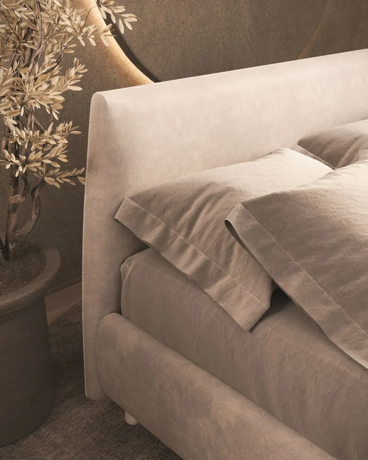 Letto Mia, letto contenitore con testiera imbottita da terra, made in Italy – foto 3