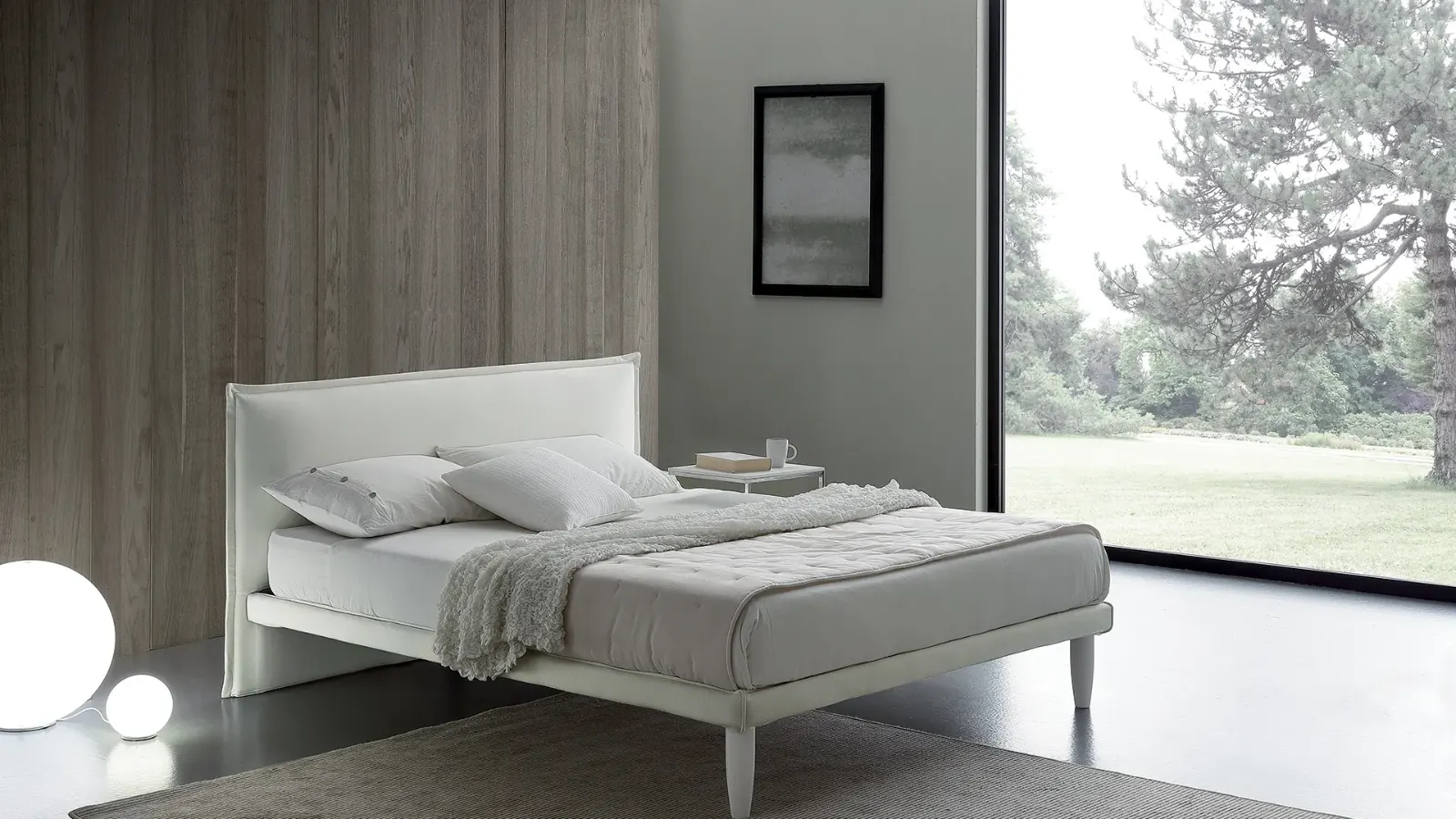 Letto Michelle, letto imbottito moderno con giroletto a fascia alta o bassa, made in Italy – foto 3