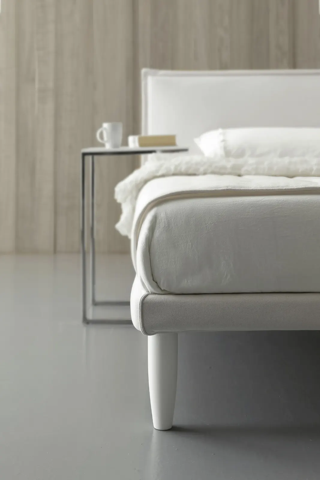 Letto Michelle, letto imbottito moderno con giroletto a fascia alta o bassa, made in Italy – foto 6