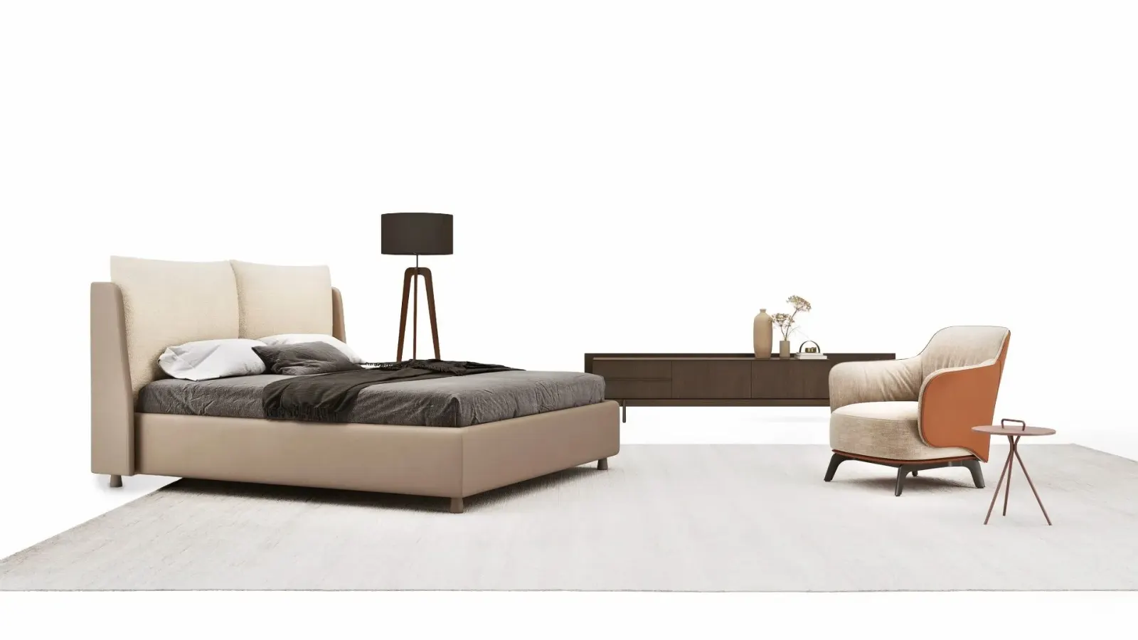 Letto Nora, letto contenitore con testiera imbottita da terra, made in Italy – foto 2