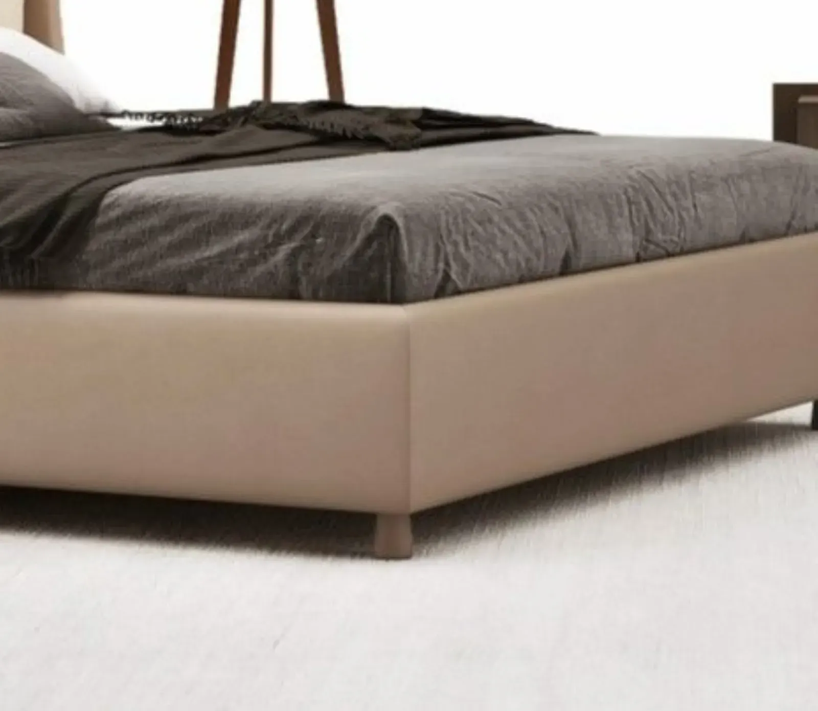 Letto Nora, letto contenitore con testiera imbottita da terra, made in Italy – foto 5