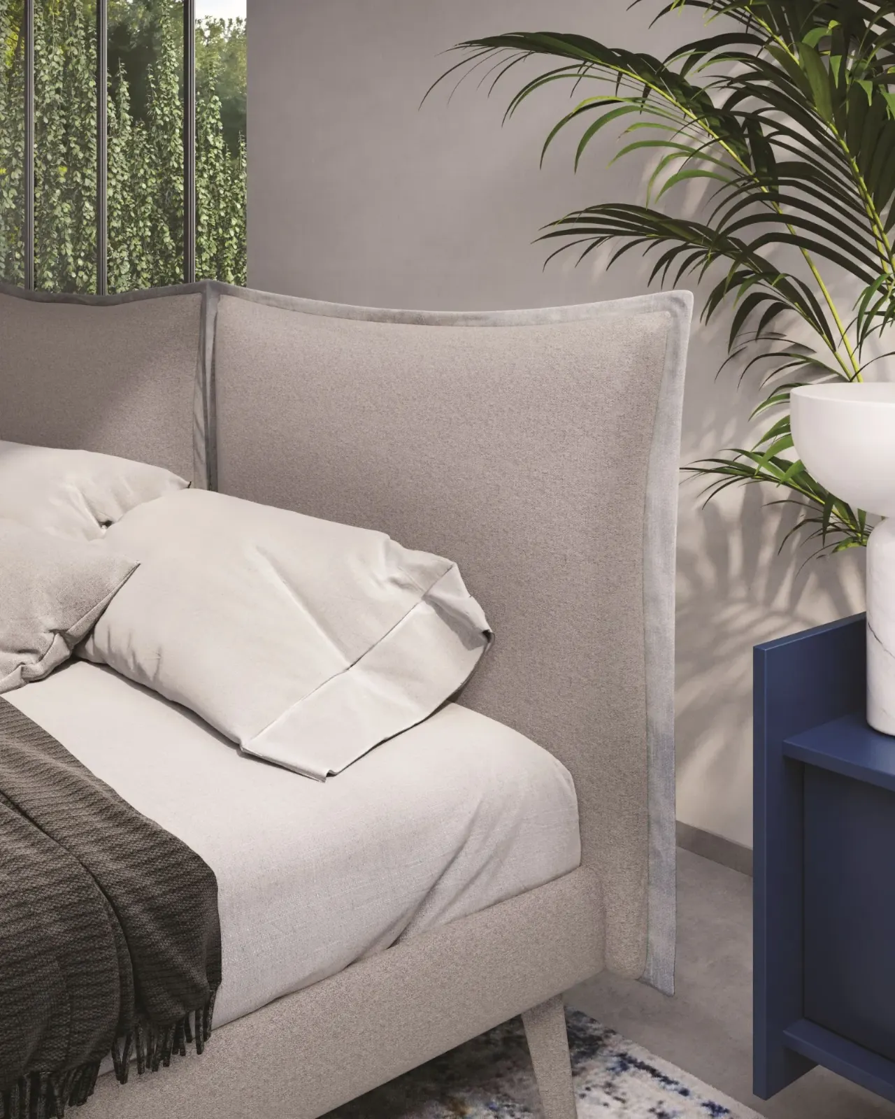 Letto Patricia, letto moderno in tessuto, made in Italy – foto 7