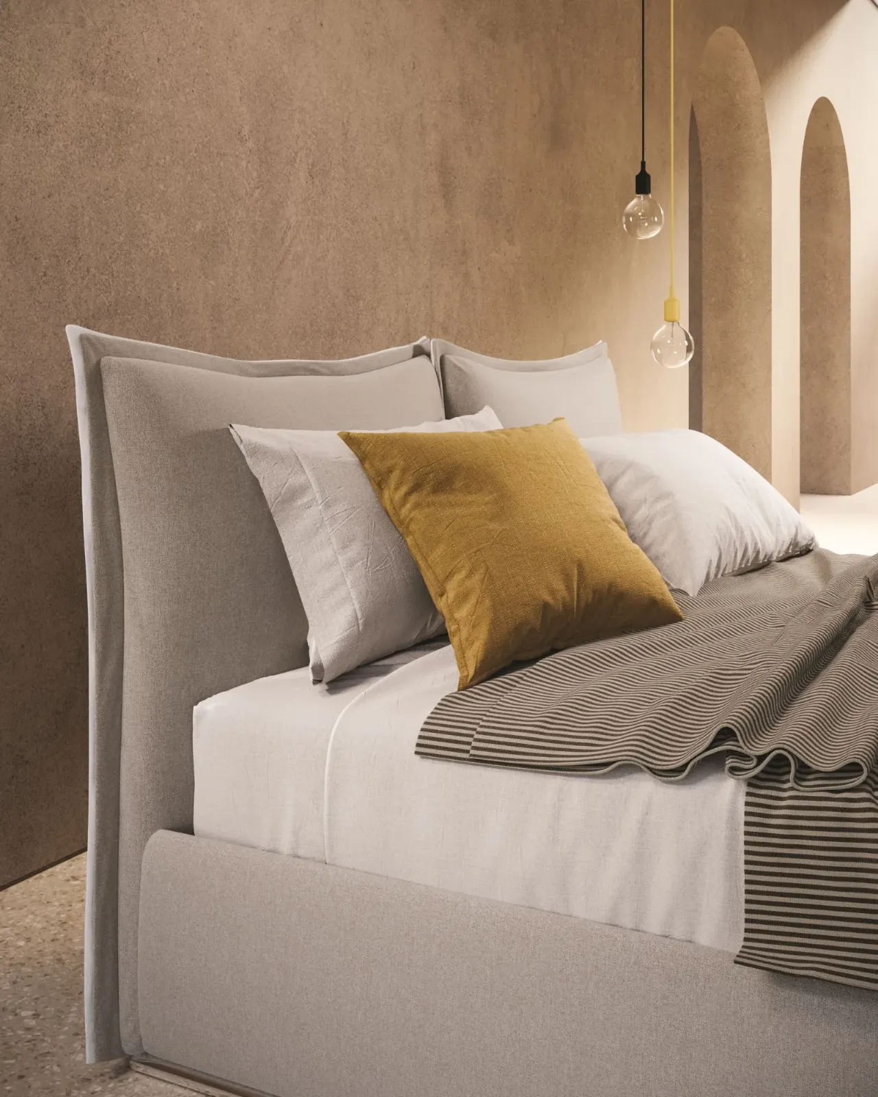 Letto Patricia, letto moderno in tessuto, made in Italy – foto 6