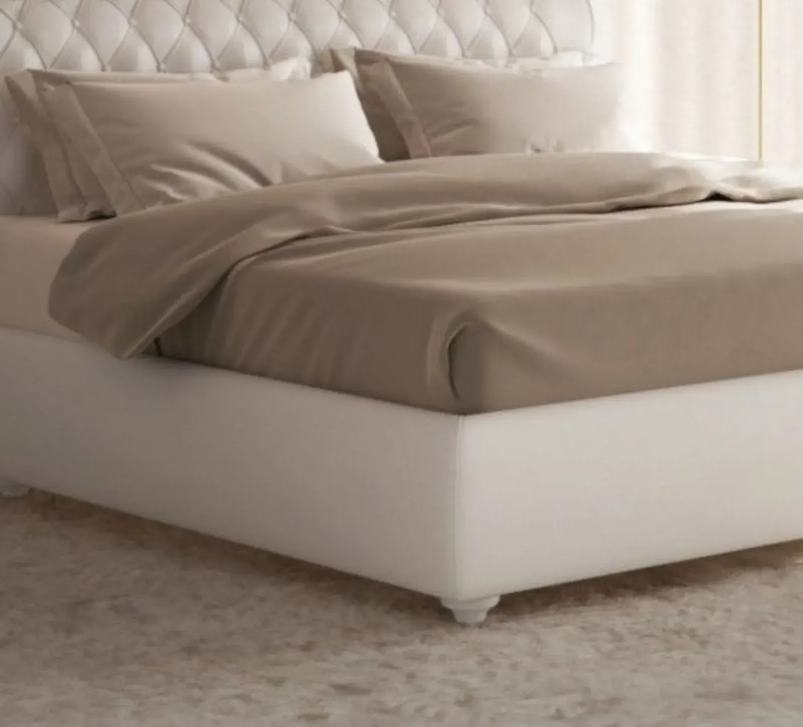Letto Victoria, letto capitonné con testiera sagomata, made in Italy – foto 5
